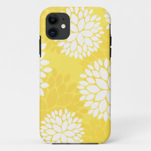 Yellow White Floral Monogram iPhone 11 Case
