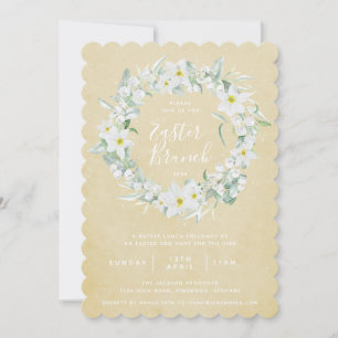 Yellow + White Floral Wreath Easter Brunch Invitation
