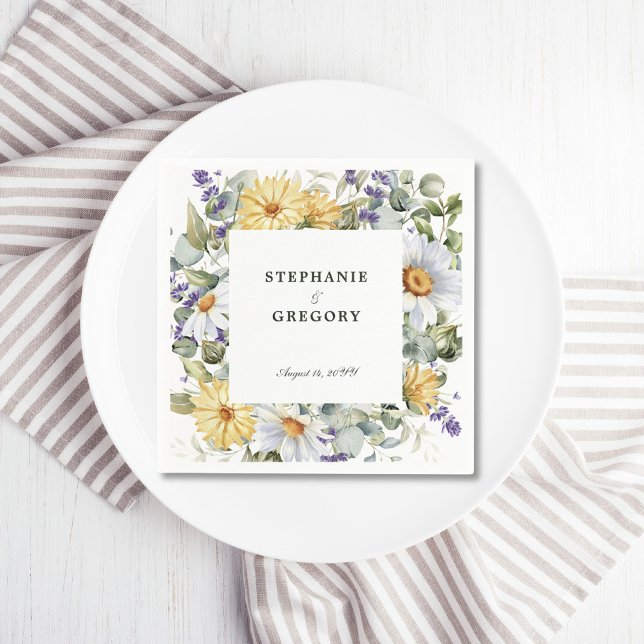 Yellow White Florals Wedding Napkin (Creator Uploaded)