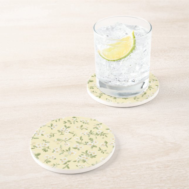 Yellow White Flowers   Coaster (Side)