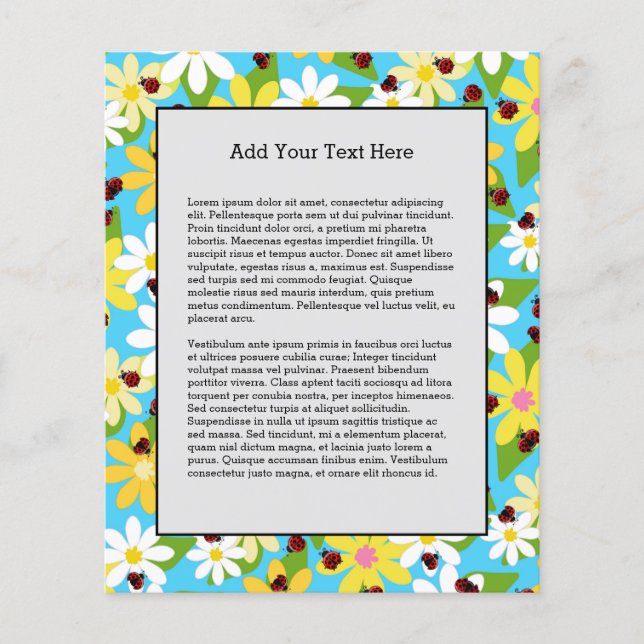 Yellow White Flowers Red Ladybug Beetle Flyer (Front)