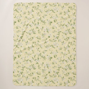 Yellow White Flowers Sherpa Blanket
