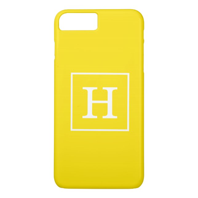 Yellow White Framed Initial Monogram Case-Mate iPhone Case (Back)