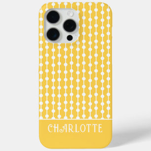 Yellow White Geometric Personalised Name iPhone 15 Pro Max Case