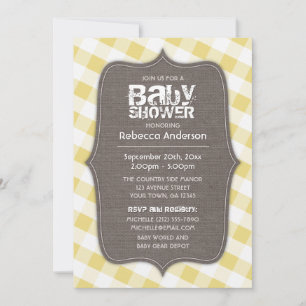 Yellow & White Gingham Canvas Baby Shower Invitation