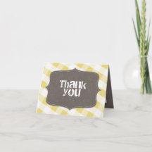 Yellow & White Gingham Canvas Thank You Cards