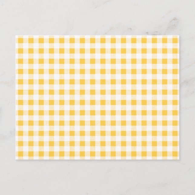 Yellow White Gingham Pattern Postcard (Front)