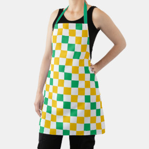 Yellow White Green Chequered Design  Apron