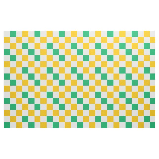 Yellow White Green Chequered Design  Fabric (Fat Quarter)