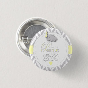 Yellow, White Grey Elephant Baby Shower 3 Cm Round Badge