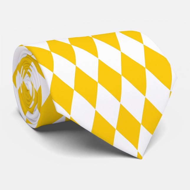 Yellow White Harlequin Diamonds Checkers Design  Tie (Creator Uploaded)