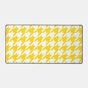 Yellow White Houndstooth Check Desk Mat