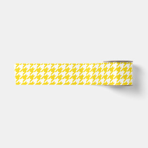 Yellow White Houndstooth Check Satin Ribbon