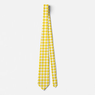 Yellow White Houndstooth Check Tie