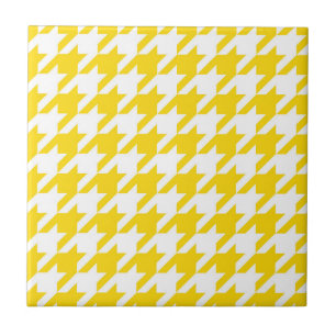 Yellow White Houndstooth Check Tile