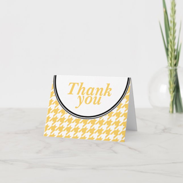 Yellow & White Houndstooth custom Thank You card (Front)