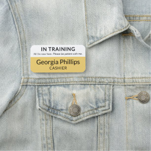 Yellow & White In Training New Employee Name Tag