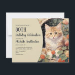 Yellow White Kitten Arch 80th Birthday Invitation<br><div class="desc">80th birthday party invitation for women with the watercolor painting of a cute yellow and white kitten sitting inside an archway. Text, fonts, and wording are completely customisable, so although this card is designed for a lady who is celebrating her 80th birthday, it can be customised for any age. Contact...</div>