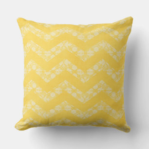 Yellow White Lace Chevrons Chevron Throw Pillows
