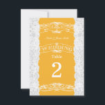 Yellow & White Lace Wedding Table Number Cards<br><div class="desc">Yellow & White Lace Wedding Table Number Cards. Matching items in this collection are available.</div>