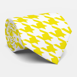 Yellow & White Large Houndstooth Check Tie
