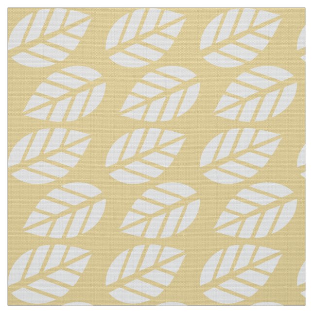 yellow white leaves pattern fabric (Swatch)