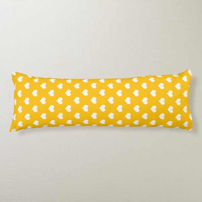 Yellow White Love Heart Pattern Design  Body Cushion (Front)