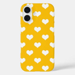Yellow White Love Heart Pattern Design  iPhone 16 Case