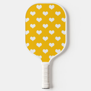 Yellow White Lovely Hearts Design Pickleball Paddle