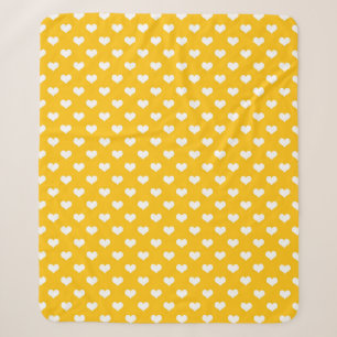 Yellow White Lovely Hearts Design Sherpa Blanket