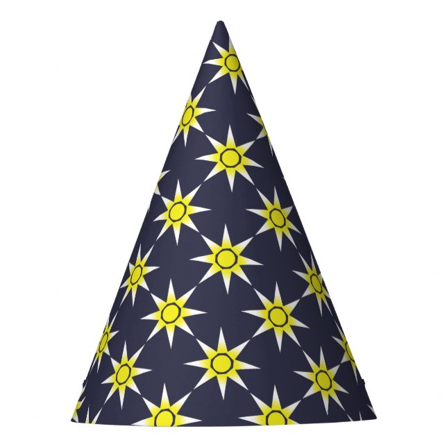 Yellow White Magic Sun Product Party Hat (Front)