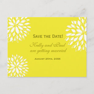 Yellow & White Modern Floral Wedding Postcard
