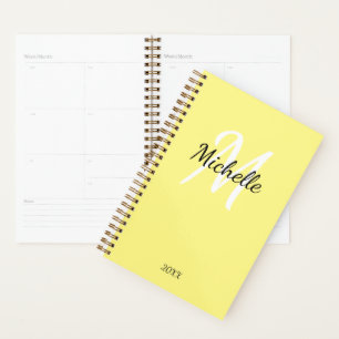 Yellow & White Monogram Simple Elegant Classic Pla Planner