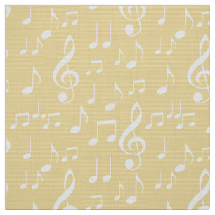yellow white music notes pattern fabric