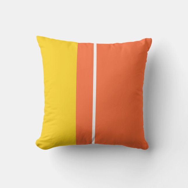 Yellow White & Orange Colour Block Cushion (Front)