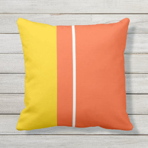 Yellow White & Orange Colour Block Cushion