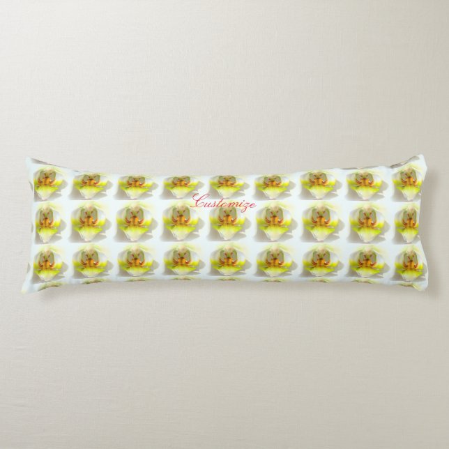 yellow white orchids floral  pattern body cushion (Front)