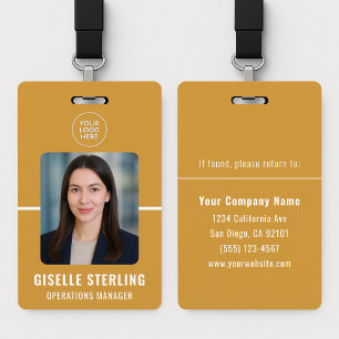 Yellow White Personalised Employee ID Card Badge