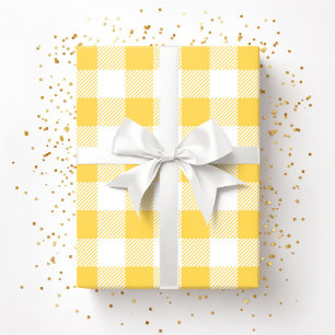 Yellow White Plaid Pattern Wrapping Wrapping Paper