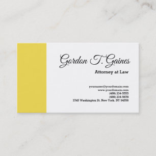 Yellow White Plain Professional Attorney at Law Business Card
