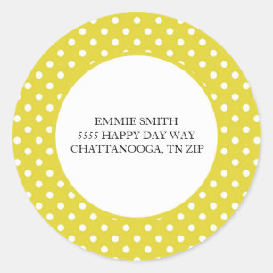 Yellow White Polka Dot Envelope Address Sticker