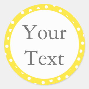 Yellow & White Polka Dot Stickers w/ Custom Text