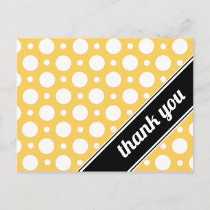 Yellow & White Polka Dot Thank You Postcards