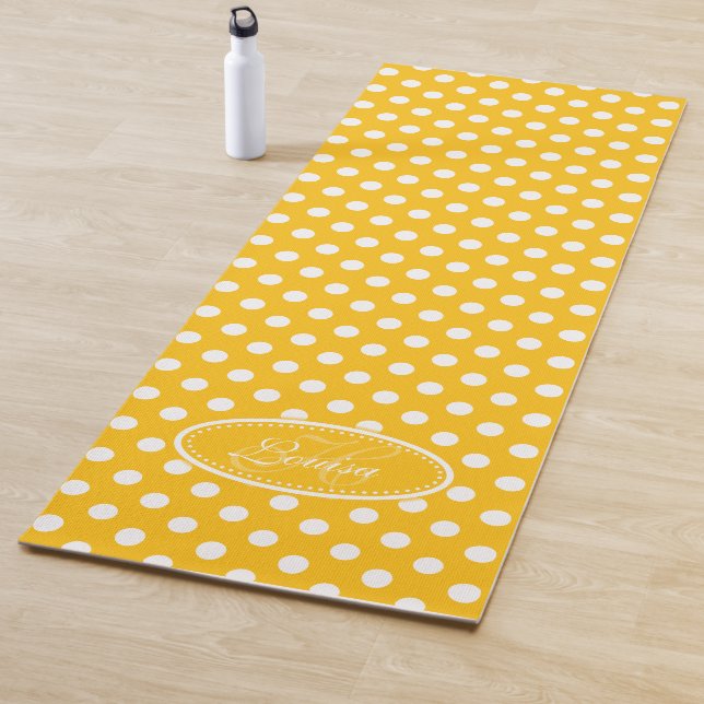 Yellow white polka dot yoga mat (In Situ)