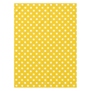 Yellow White Polka Dots Design Tablecloth