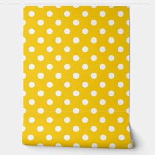 Yellow White Polka Dots Pattern Wall Decor