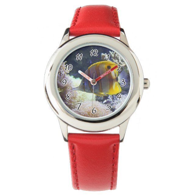 yellow & white Saltwater Copperband Butterflyfish Watch (Front)