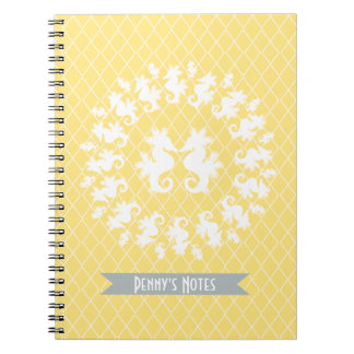 Yellow & White Seahorse Notebook
