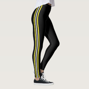 Yellow White Side Stripe Black Leggings Your Colou