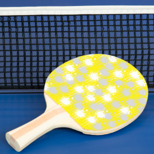 Yellow, White Silver Blush Abstract  Ping Pong Paddle